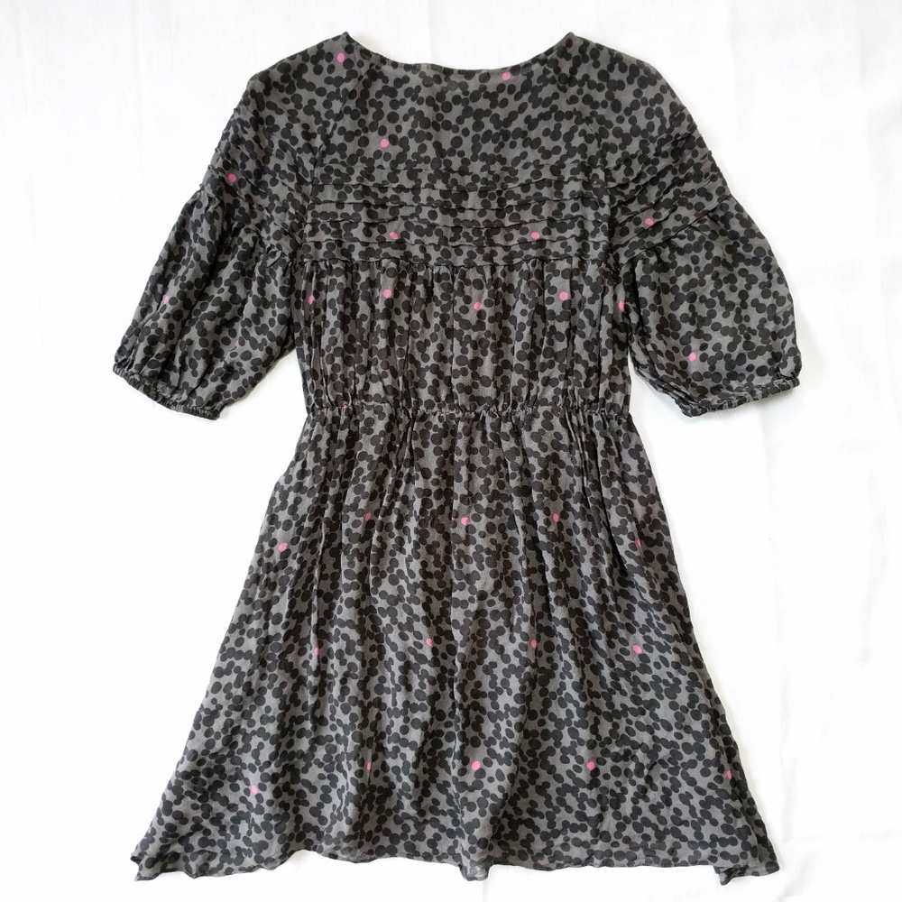 Boden Boho Gray Flowy Dots Print Fit Flare Dress 6 - Picture 6 of 8